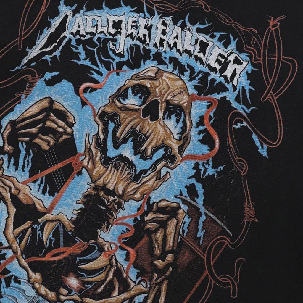 Streetwear Totenkopf Grafik Schwarzes T-Shirt Baumwolle Unisex Oberteile T-Shirts Sommer Kurzarm T-Shirt