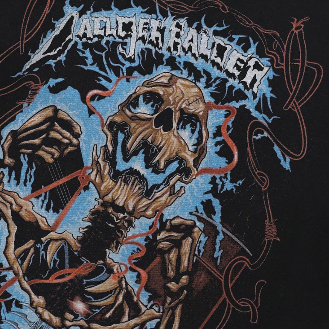 Уличная черная футболка с рисунком черепа — фото 3