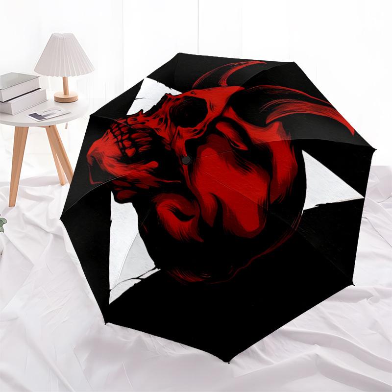 1pc Devil Horns Fashionable Automatic Opening/Closing Folding Umbrella with 8 Bones, Windproof Portable, Daily Use051