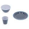12Pcs/Set Dark Blue Dot Dinnerware Household Cup Salad Bowl Plate for Home Restaurant