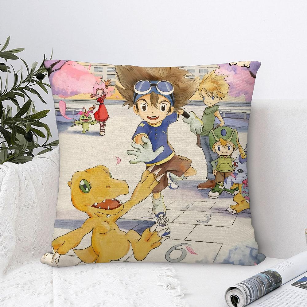 Anime D-Digimon A-Adventure Pillow Case Plush Fabric Soft Pillowcase Double Sided Print Cushion Cover Throw Pillow Cover
