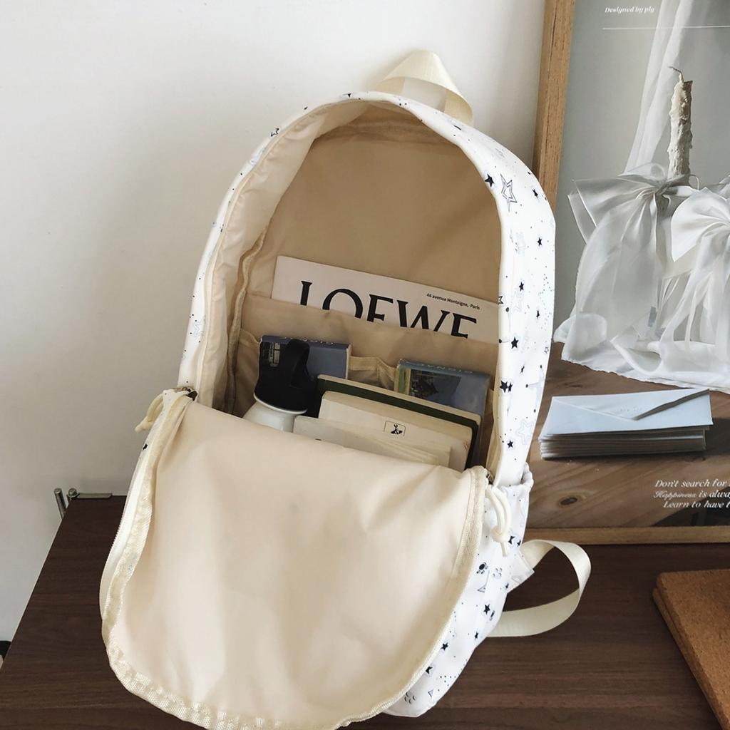 Schoolbag Female Junior High School High School Student Star Print Korean Version Niche Ins Backpack Mori College Student Backpack Female