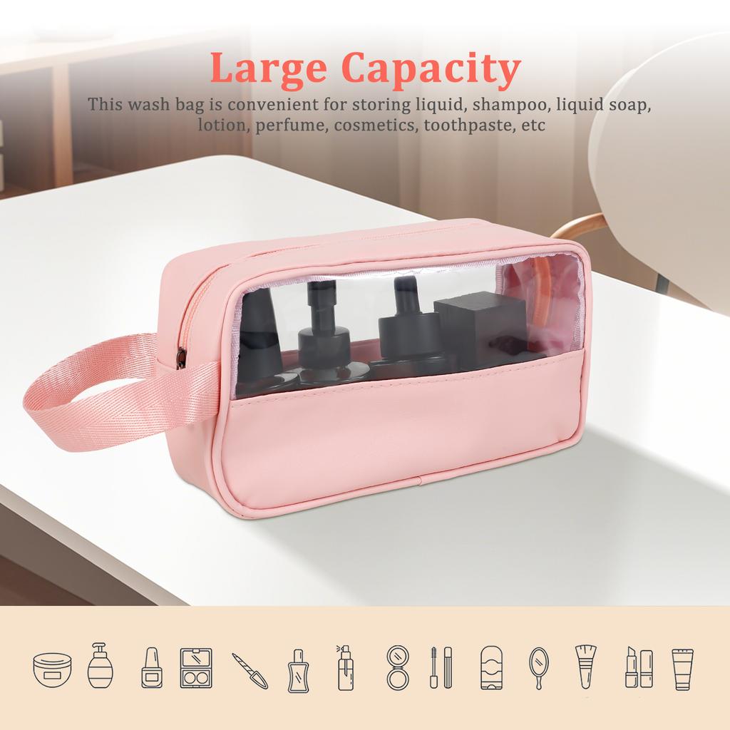 PVC Clear Makeup Bag Portable Travel Wash Bag Waterproof Large Capacity Cosmetic Bag Translucent Beauty Women Toiletries Case
