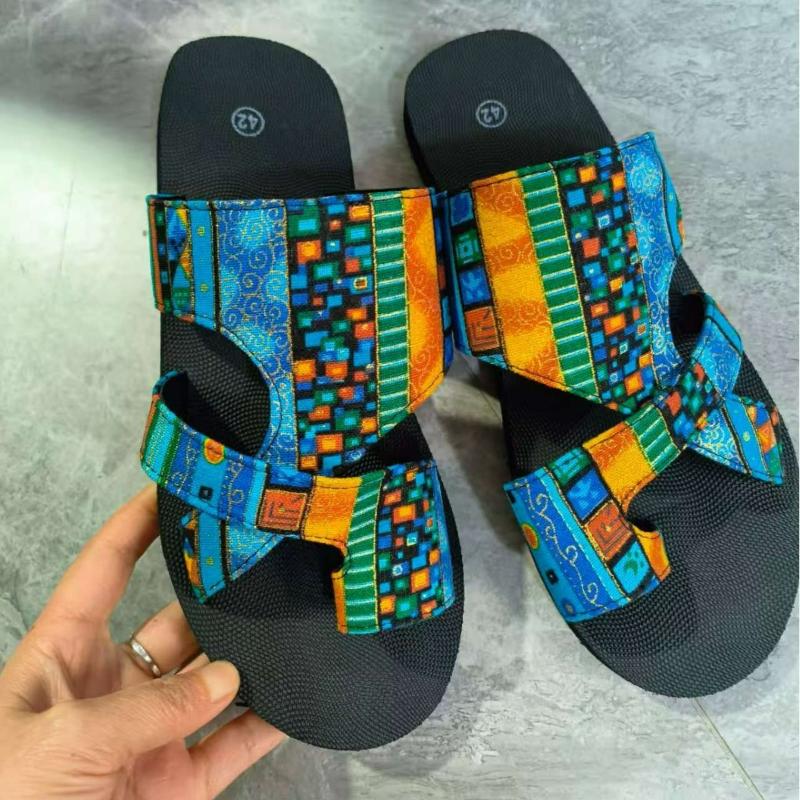 Summer Women Slippers Platform Sandals Fashion Open Toe Shoes Slip On Colorful Beach Shoe Ethnic Style Lightweight Slippers