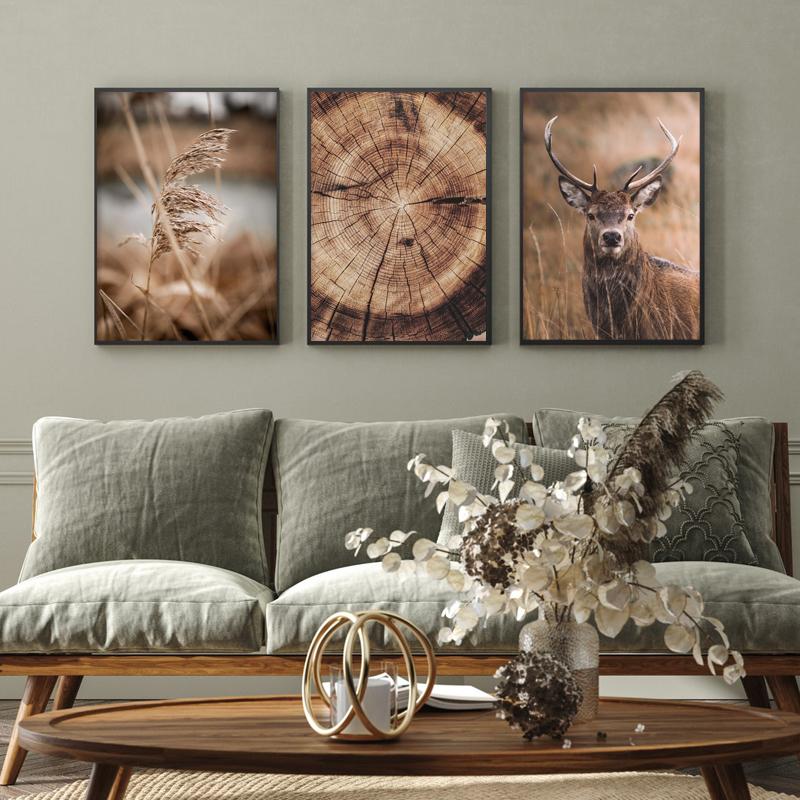 Nordic Landscape Sunrise Sika Deer Wall Art Canvas Painting Nordic Posters and Printed Wall Pictures for Living Room Decor No Frame