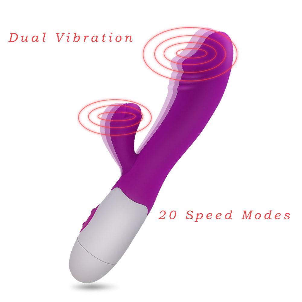 Dildoer Dual Vibrator G Spot Stimulerer Vagina Klitoris Massasje Silikon Vanntette sexleketøy for kvinner