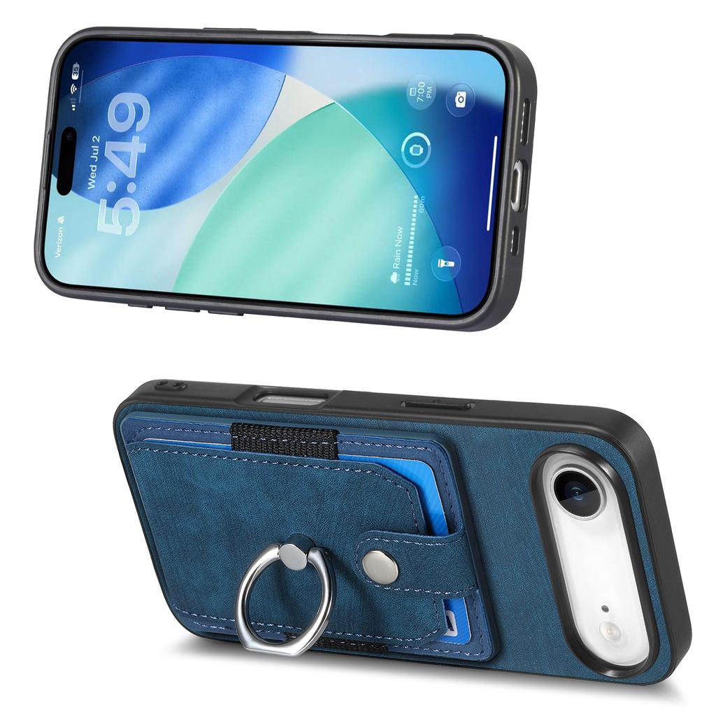For iPhone Air Phone Case Leather Back Cover with Card Slots Kickstand