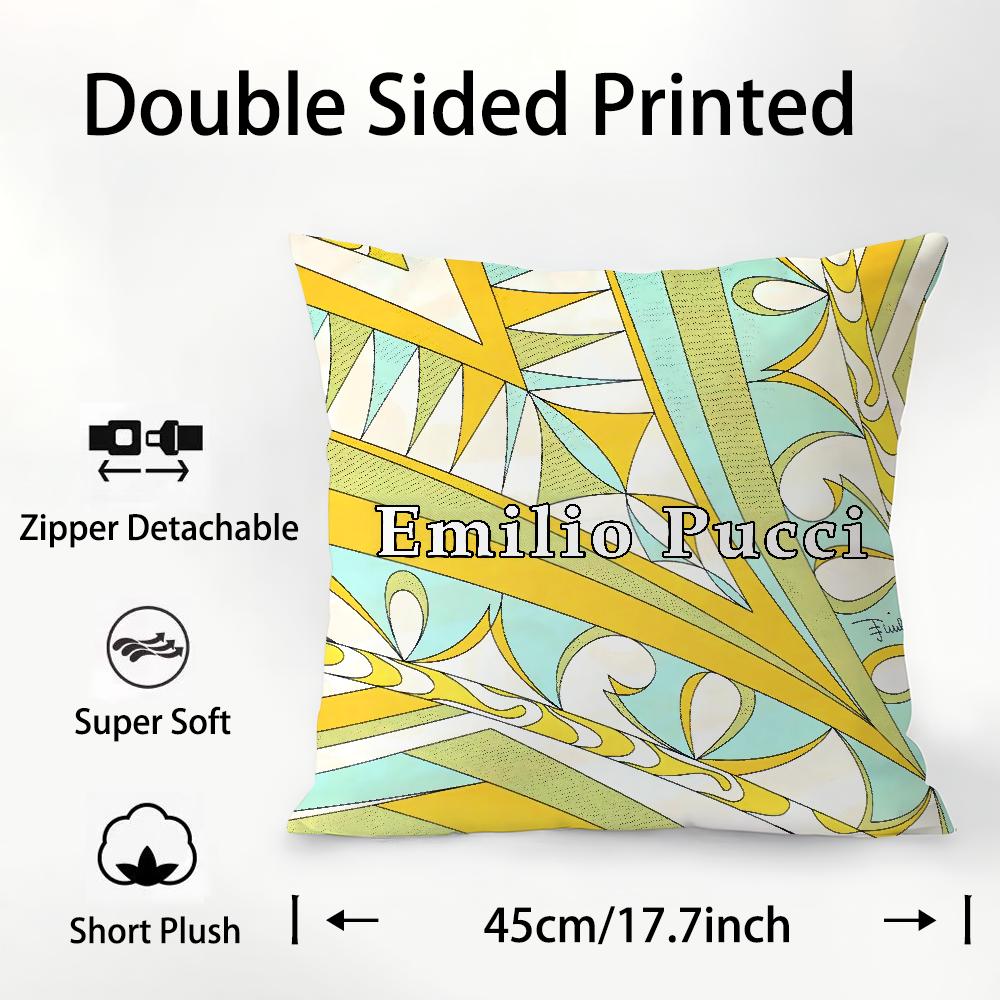 Fashion E-EE-Emilio logo P-Pucci Pillow Case Plush Fabric Soft Double Sided Print Sofa Cushion Cover Throw Pillow Covers