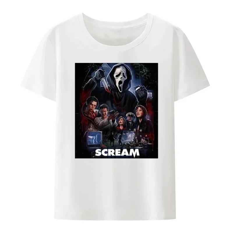 2025 Summer Halloween 100% Pure Cotton T-shirt, Horror Movie Harajuku Graphic Popular Gothic Men's T-shirt