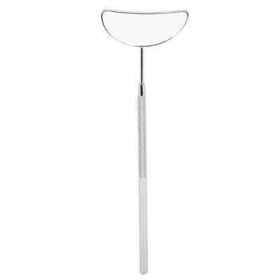 Eyelash Extension Mirror Detachable Handle Moon Shaped Stainless Steel Eyelash Makeup Mirror Silver