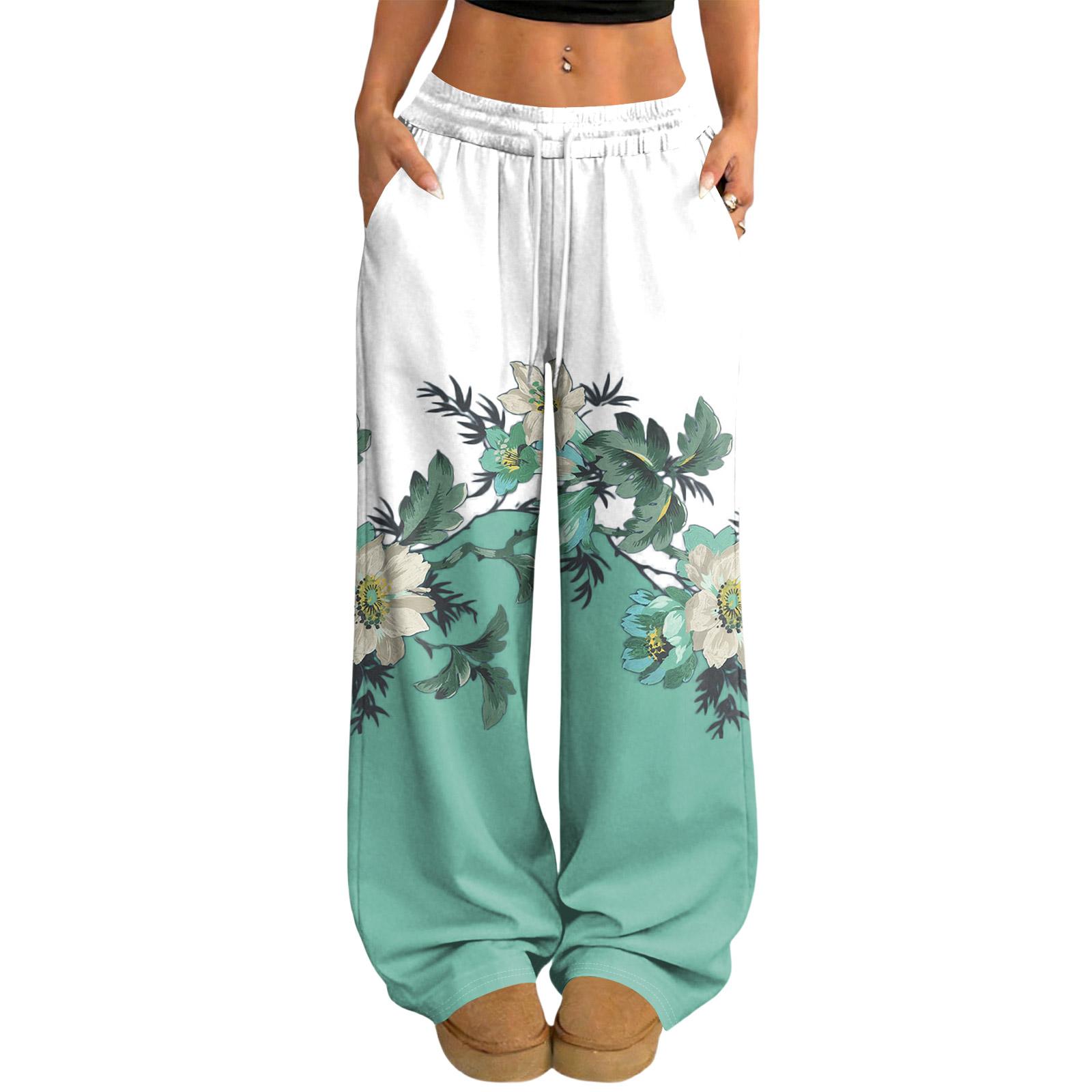 

Women s Casual And Fashionable Elastic Waist Loose Wide Leg Pants XL