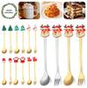 Christmas Tableware Stainless Steel Spoon Fork Set Creative Snowman Spoon Coffee Stirring Fork Fruit Fork Perfect Holiday Dining Decor
