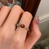 Red Drop Glaze Zircon Bow Ring, Light Luxury Index Finger Ring, Versatile Gentle Adjustable Ring.