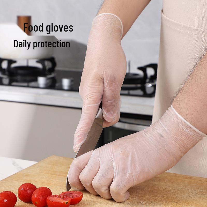 Thickened Transparent PVC Disposable Gloves for Kitchen & Salon Use - Food Grade & Durable
