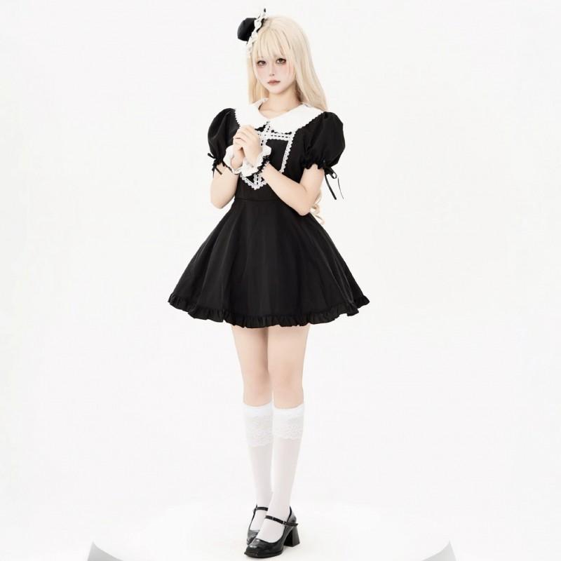 S-XL Halloween Dark Nun Lolita Cross Cosplay Mini Skirt Stage Performance