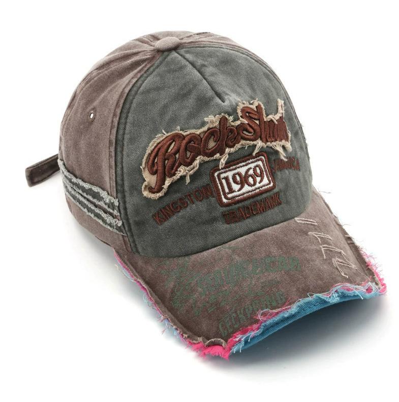 Retro hard peaked hat, big headband, big brim, hip-hop street photography, trendy sun hat, men's and women's embroidered letters, big brim