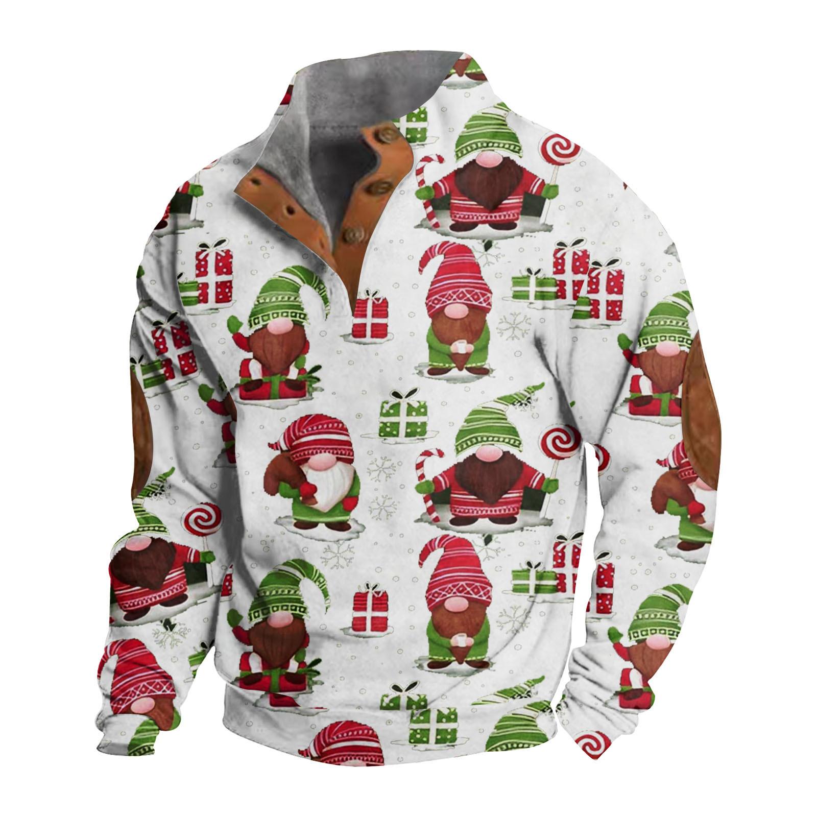 

Men s Buttoned Sweatshirt With European And American /winter Printed Long Sleeved Sweatshirt XXXXL білий