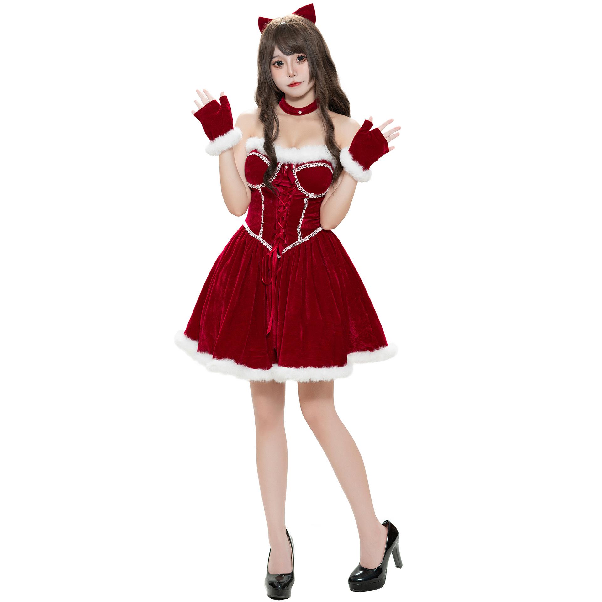 

S-L new Christmas clothes, cute sexy Christmas clothes, Christmas clothes, party clothes S красный