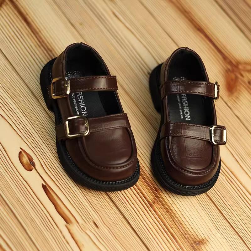 

Spring and Autumn Popular Children s Leather Shoes, Soft Leather and Sole, Casual Shoes for Girls, Fashionable Classic Single Shoes 15 коричневый