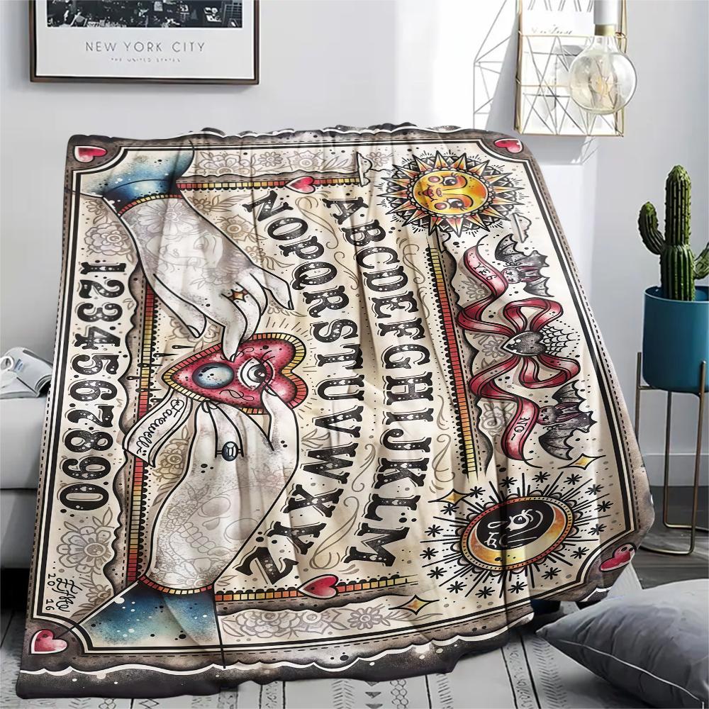 1PC Psychic Board Print Flannel Blanket, High Quality All Seasons, Home Decor, Warmth and Comfort, Perfect for Christmas Gifts
