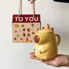 3D Capybara Tasse Keramik Kaffeetasse Cartoon Capybara Paar Tasse mit Henkel und Deckel Lustige Teetasse Tischutensilien für Mädchen Geschenk