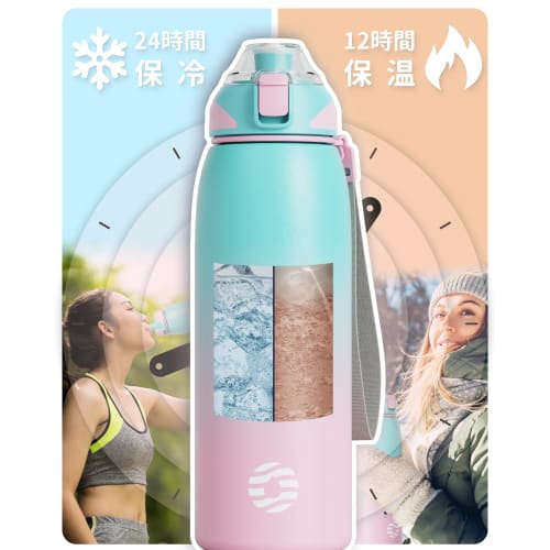 FJbottle 1 Liter Vacuum Insulated Sports Bottle, One-Touch, Keeps Hot and Cold Drinks Hot or Cold, Wide Mouth, Easy to Clean, Stainless Steel, Include