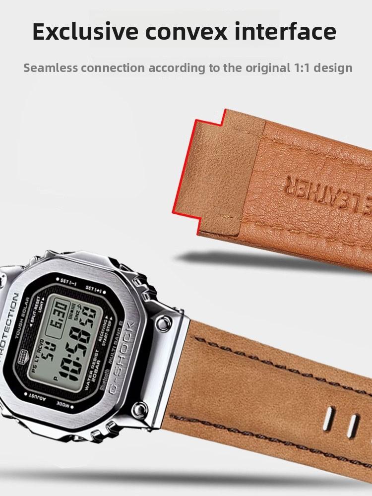 DW-5600 Matte Retro Genuine leather watch strap 24m For Casio G-SHOCK DW5600 GW-5000 GW-M5610 men Watchband Bracelet accessories