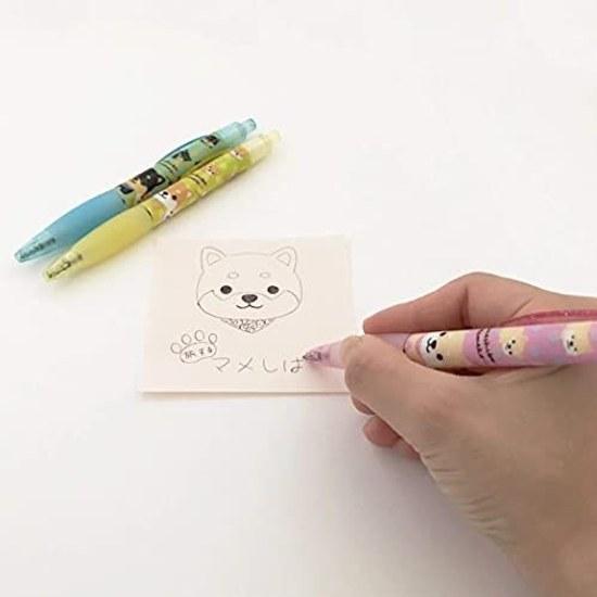 Traveling Mameshiba Ballpoint Pen Set 3 Black Ink 0.7mm Smooth Rubber Grip Cute Character Writing Instruments Stationery