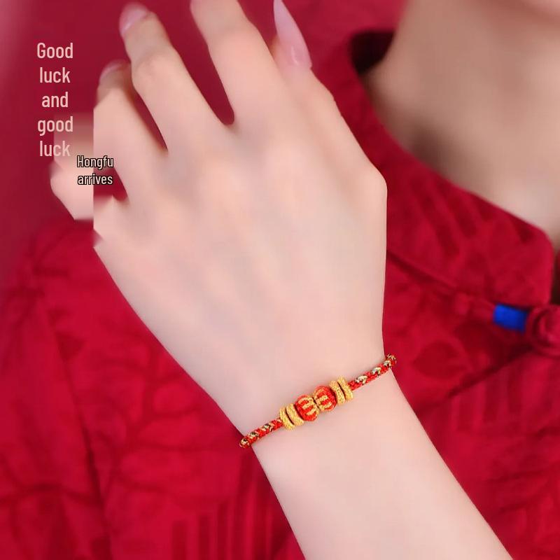 2026 Year of the Horse Zodiac Red String Bracelet with Micro-Carved Buddha Projection and Eight Guardian Deities