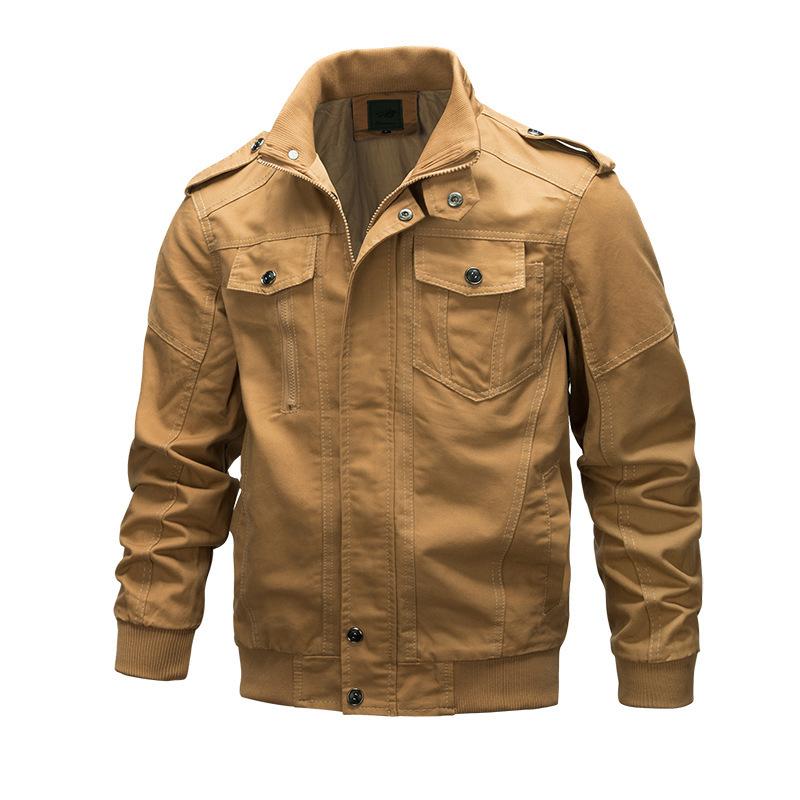 Spring and Autumn Cotton Jacket Jacket Washed Cotton Military Outdoor Jacket Plus Size