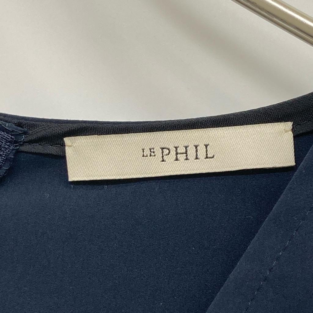 LE PHIL 534-9140301 Waist ribbon V-neck dress 1 NavyUsed