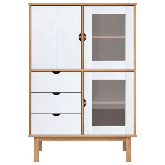 VidaXL Buffet haut OTTA Marron et blanc 85x43x125 cm Bois massif pin 351308