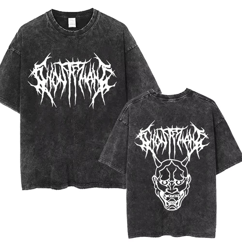 Washed Vintage Rapper Ghostemane Graphic Print Tshirt Men Women Hip Hop Rap Rock Trap Metal Gothic Oversized Tshirt Streetwear