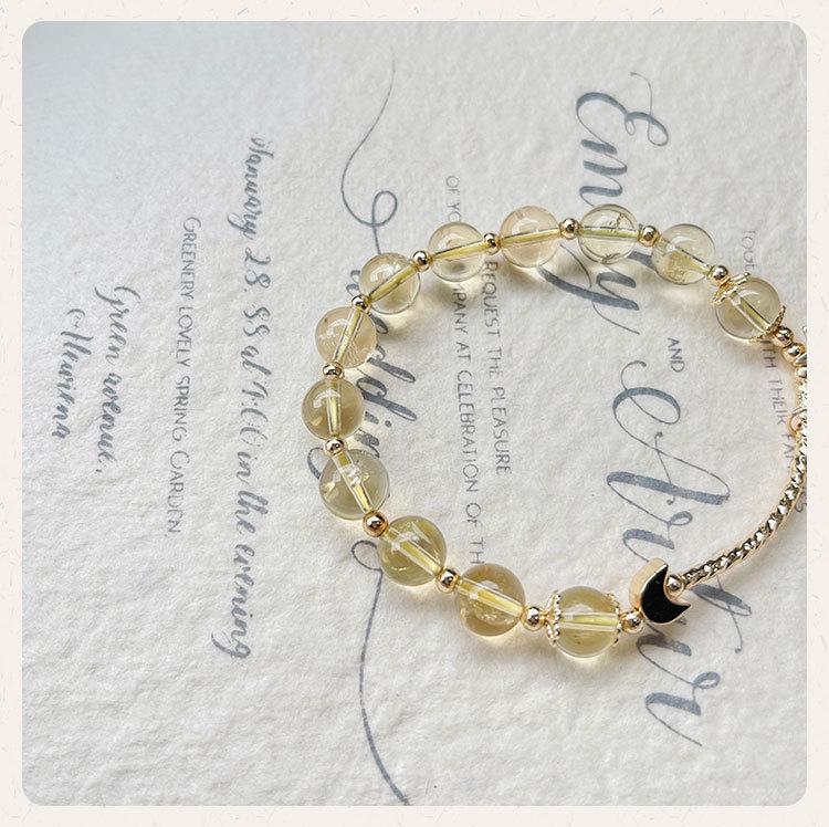 Qiaoen Natural Crystal Beaded Citrine Daisy Bracelet