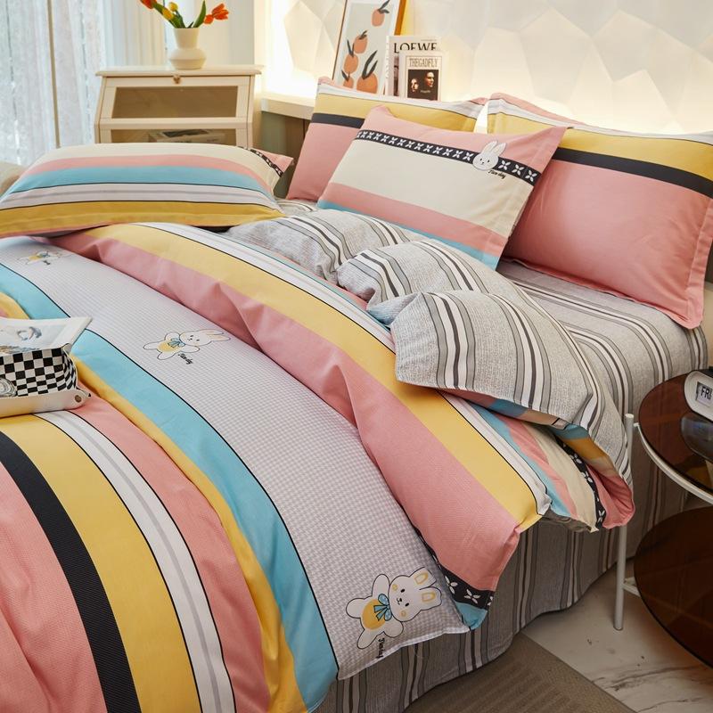 Printed Pure Cotton Student Dormitory Three-piece Four-piece Single Quilt Cover Sheet Pillowcase Duvet Cover