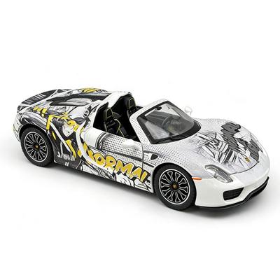 1/24 Porsche 918 Spyder Supercar Alloy Car Model Sound and Light Pull Back Children's Toy Collectibles Birthday Gift