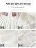 Women's High Waist Mid-Length White Lace Fluffy A-Line Umbrella Skirt - Spring/Autumn