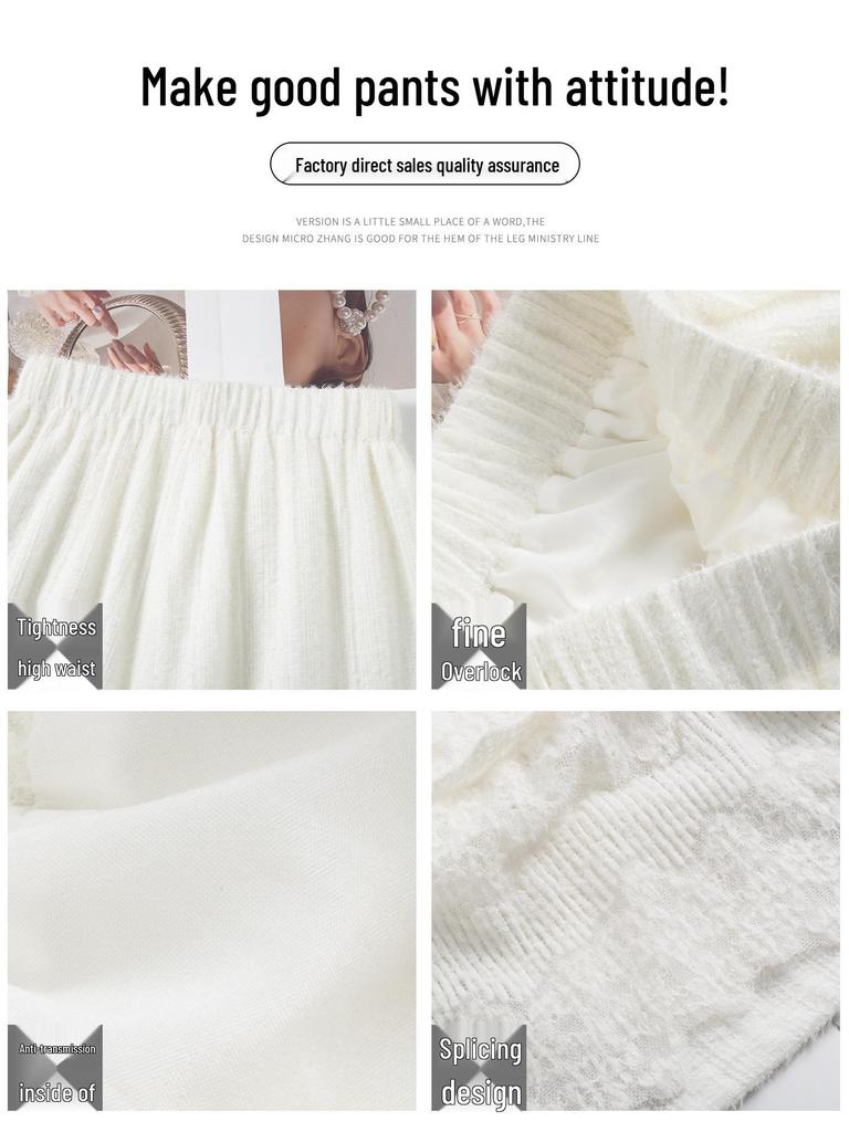 Women's High Waist Mid-Length White Lace Fluffy A-Line Umbrella Skirt - Spring/Autumn