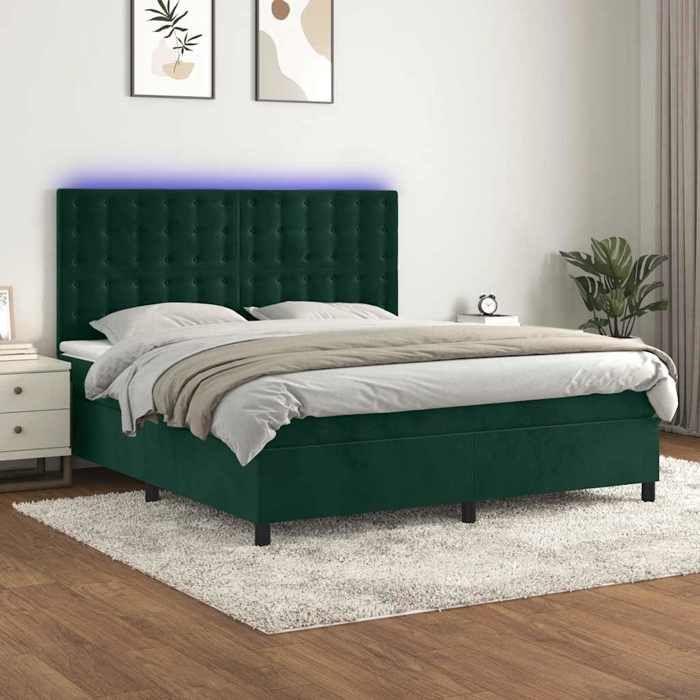 Maison Exclusive - Sommier à lattes de lit matelas et LED Vert foncé 180x200 cm