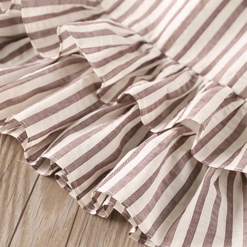 Toddler Copii Bebeluși Fete Ținute Haine Dungi Volane Vestă Set Tricou+Short