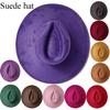 For Burning Vegan Suede Fedora Rancher Hats Blank Hats Multicolor Heart Shaped Top 9.5Cm Brim Unisex Jazz Hat Church Hat