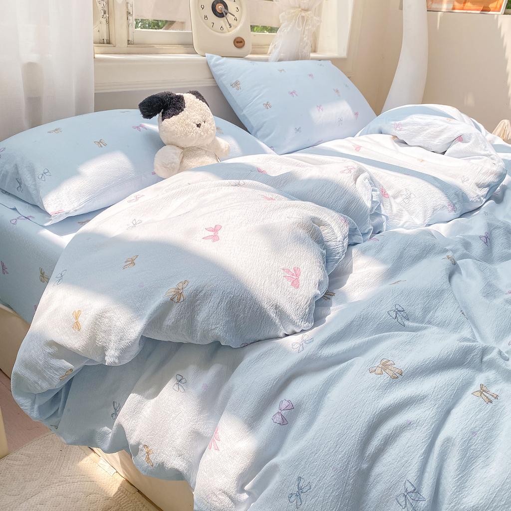 Wrinkled Double-layer Yarn Four-piece Set, Mattress Model, Cream Wind Class A Cloud Feeling Super Soft Kapok Kit