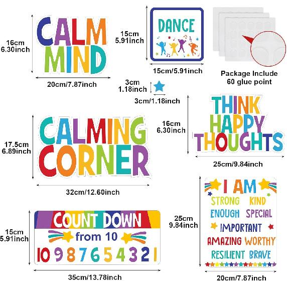 Calm Down Corner Bulletin Board Set for Classroom Decoration Feelings Chart Mental Health Feeling Management Poster for Kindergarten Emotions Poster