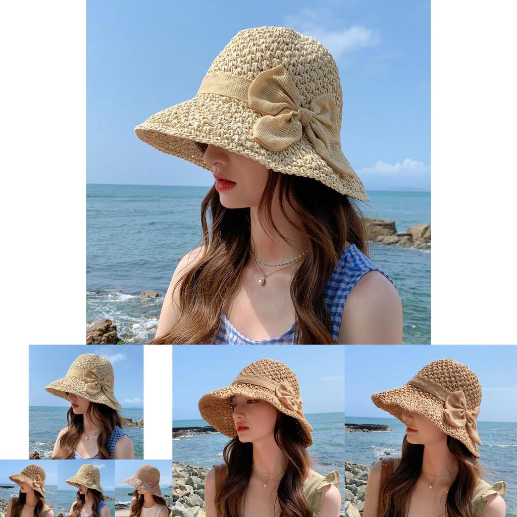 Versatile Straw Womens Hat Wide Brim For Sun Protection With Elegant Bow Knot