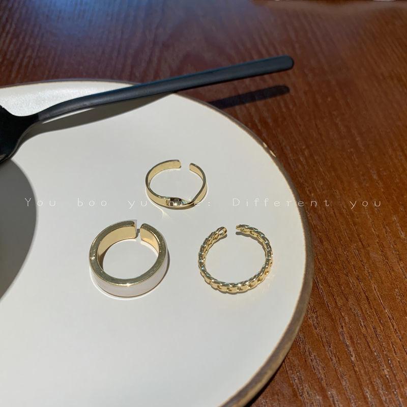 3 unids/set de anillos de Metal redondos de esmalte blanco bohemio, conjuntos de anillos ajustables abiertos con giro geométrico para mujeres y niñas, joyería de boda