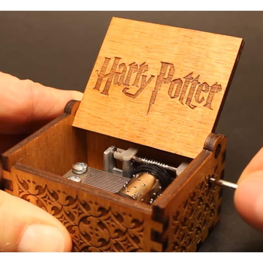 Harry Potter Engraved Wooden Music Box Vintage Storage Box Design