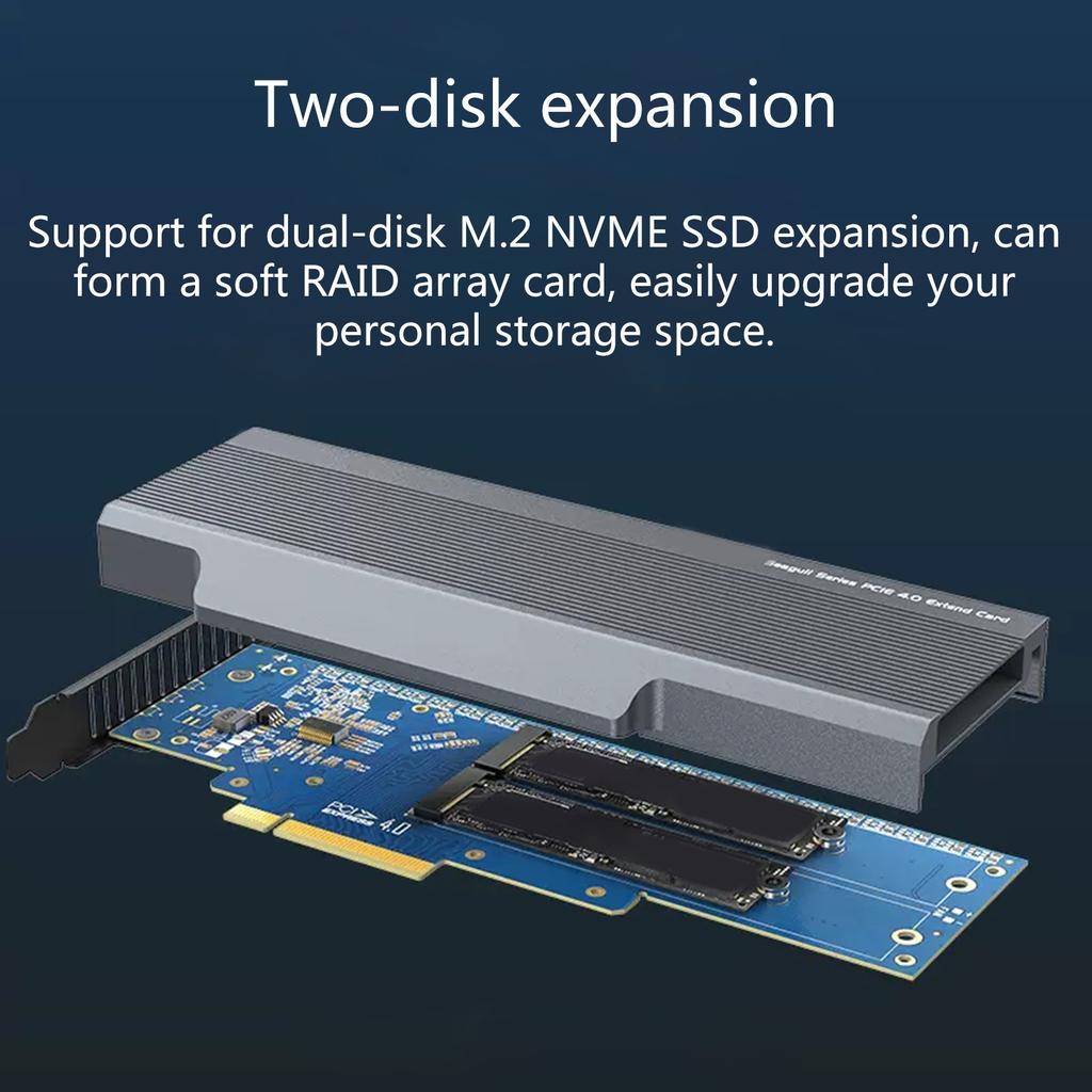 Dual NVMe PCIe Adapter M.2 NVMe SSD To PCI-e 4.0 Card Adapter Support for M.2