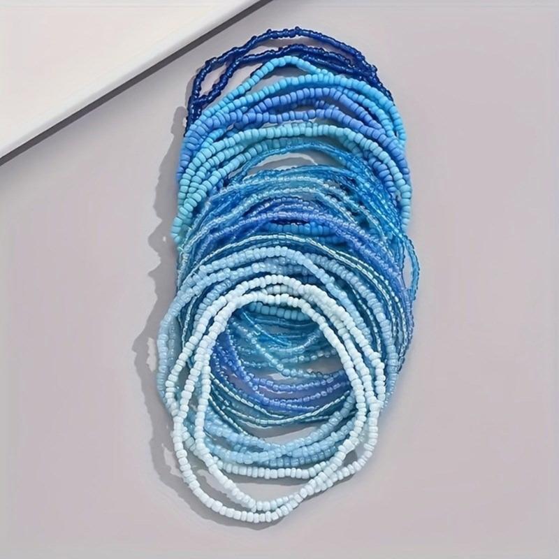 Elegant Glass Bead Bracelet Set 30pcs Colorful Bohemian Beads Anklets Bracelet Statement Bead Bracelet Set
