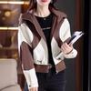 Women's Color Block Hooded Jacket - Versatile Short Coat for Spring & Autumn 2025