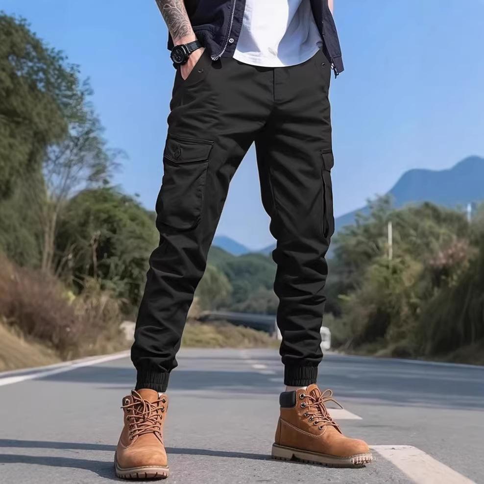 Men's Tooling Casual Pants Spring and Autumn Multi-pocket Leggings Support OEM